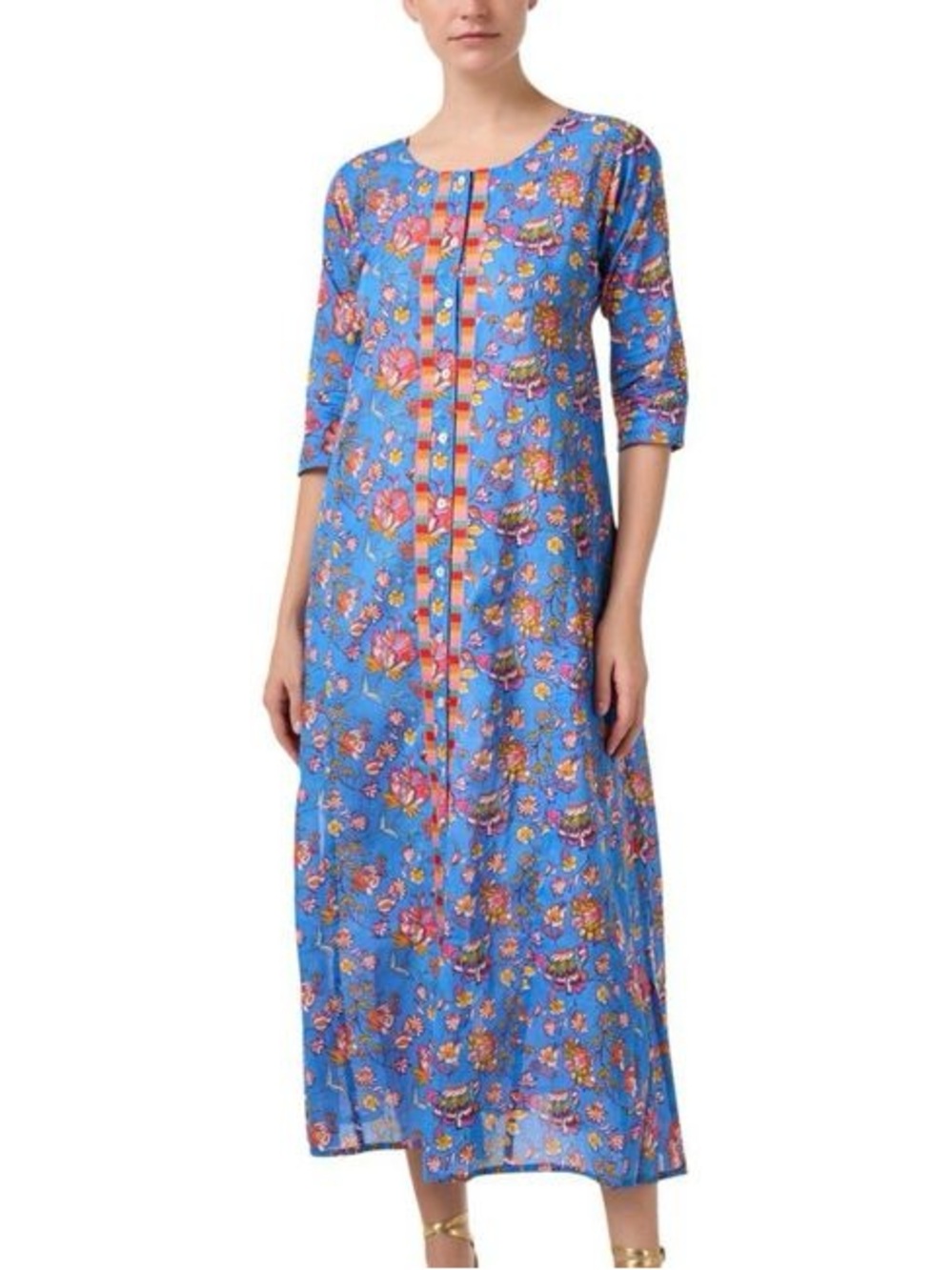 NWT RO'S GARDEN Embroidered Blair Long Kurta In Blue